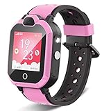 4G Kids Smartwatch, Child GPS Tracker Watch with SOS/Video Chat/2-way Call/Bluetooth/WiFi/Flashlight, Waterproof Phone Watch for Girl Birthday Gift(Pink)