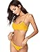 SweatyRocks Women's Sexy Bathing Suit Solid Color Halter Shirred Bikini Swimsuit Yellow L
