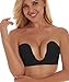 Unilove Strapless Bra Push Up Bras for Women Invisible Bra Adhesive Backless Bra (B, Black)
