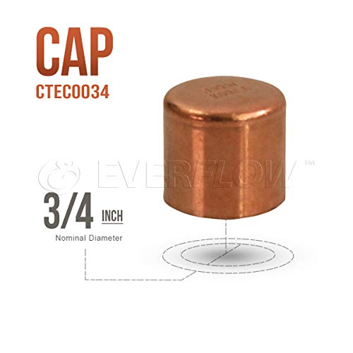 Everflow Supplies CTEC0034-5 Copper Sweat Plug End Cap Pipe Fitting, 3/4 - Thumbnail 2