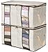 MISSLO Foldable Storage Bag Organizers 2 Divided Sections Underbed Organizer for Clothes Comforters Blankets (Beige)