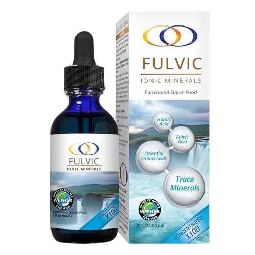 Optimally Organic Water Extracted Fulvic Ionic Minerals X100-2 Month Supply - Patented BioActive Ionic Fulvic Acid - Humic Acid - 77 Trace Minerals - Every Essential Amino Acid - Electrolytes