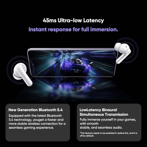 realme Buds T310 Auriculares Inalámbricos con 46dB ANC Cancelación de Ruido, 360° Audio Espacial Auriculares Bluetooth 40H de Batería, TWS In-Ear con 12,4 mm Hi-Res Audio Controlador, IP55, Negro