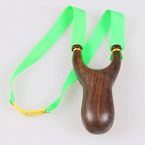 TOPARCHERY Handmade Solid Wood Hunting Slingshot Pro Sling Shot Recurve Catapult Ebony with Flat Rubber Bands