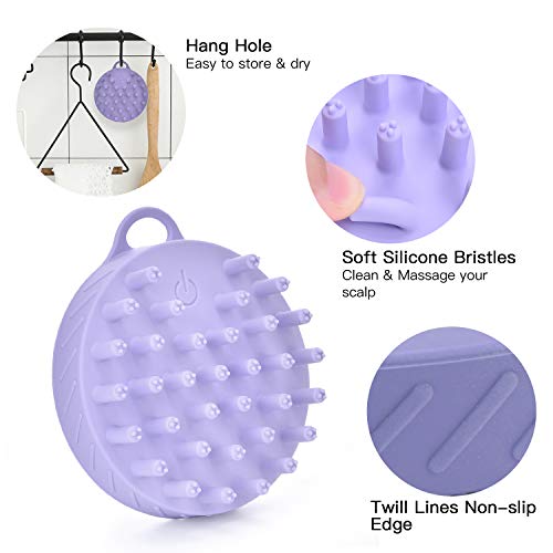 Manual Hair Scalp Massager Shampoo Brush, Foodgrade Silicone Bristles, for Sensitive & Delicate