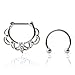Ruifan 16G Surgical Steel Horseshoe & Royalty Ornate Nose Ear Daith Septum Clicker Ring with Clear CZ 2PCS - Steel
