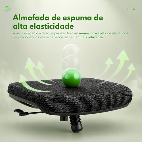 Cadeira de Escritório Ergonômica Preta com Suporte Lombar Independente, Encosto em Malha Respirável, Apoio de Cabeça Ajustável, Altura Regulável, Giratória 360°, Conforto para Home Office e Trabalho