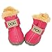 WINSOON Dog Australia Boots Pet Antiskid Shoes Winter Warm Skidproof Sneakers Paw Protectors 4 Pcs Set (Size 2, Pink)
