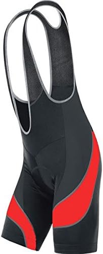 Men’s Cycling Bib Shorts with 3D Gel Coolmax Pads (L, Black/Red)