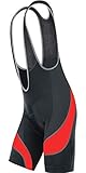 Men’s Cycling Bib Shorts with 3D Gel Coolmax Pads (M, Black/Red)