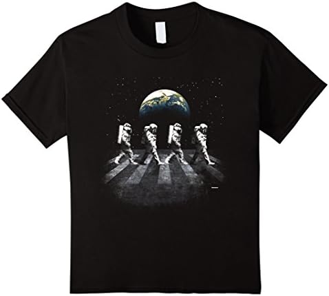 Kids Astronauts in Walking in Space Earth Moon T-Shirt 4 Black