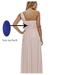 YORFORMALS Vestido largo de noche para dama de honor, gasa fruncida de un solo hombro para mujer