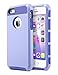 ULAK iPhone 5S Case, iPhone 5 Case, iPhone SE Case, Slim Fit Dual Layer Protection Case Shock Absorbing Hard Rugged Ultra Protective Back Rubber Cover with Impact Protection (Light Purple+Purple)