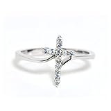 .925 Sterling Silver Cubic Zirconia Cross Bypass Ring - Size 11