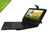 Acer A200 Keyboard Case - Poetic [KeyBOOK Series] Acer A200 Case- [Bluetooth Keyboard] PU Leather Protective Wireless Keyboard Folio Case for Acer A200 Tablet Black (3 Year Manufacturer Warranty From Poetic)
