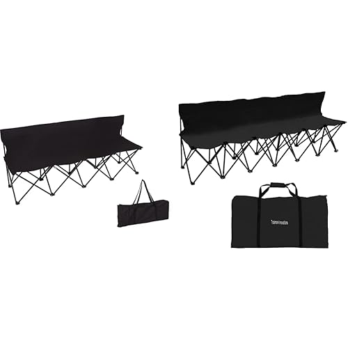 Trademark Innovations Sideline Bench, 6 Seater, Black並行輸入品 Trademark Innovations Portable 4-Seater Folding Team Sports