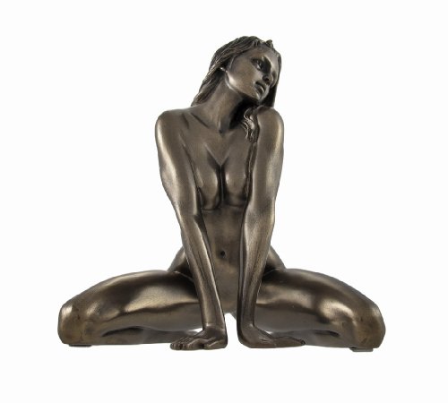 Bronzed Finish Nude Kneeling Woman Statue Sculpture Erotic Art