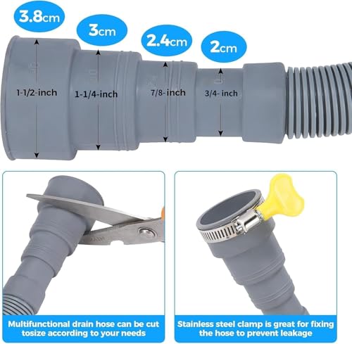 PinkCross Universal Washing Machine Drain Hose Extension, Flexible Washer & Dishwasher Hose, photo 11