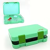 Bento Box 4 Section Tray with Removable, Lunch Box For Kids &Adults, Tritan Safe Food Materials , Easy To Clean, Lunch Storage Container 2 Buckles, Salad Box Of Green