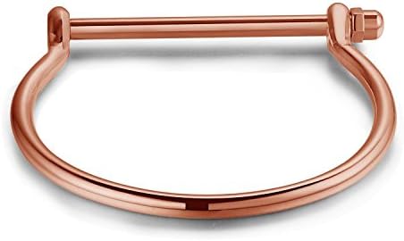 ZINDOV Jewelry Classy Bracelet Halfround D Shape Screw in High Polished Stainless Steel Cuff Bangles for Women Girls (Rose Gold Round)