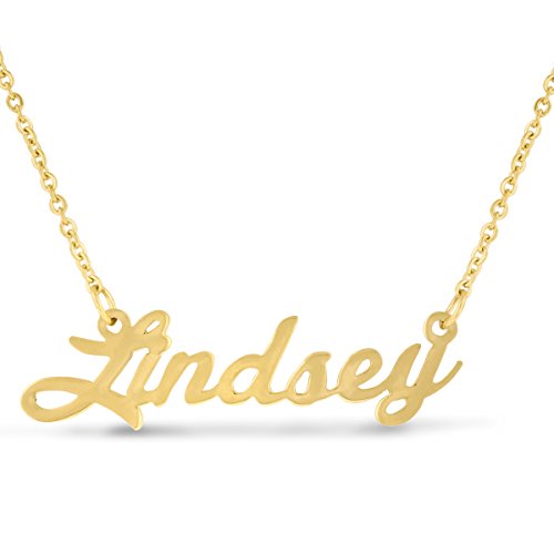 Lindsey nameplate necklace in gold tone