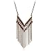 Bohemian Vintage Red Beads Gold Long Tassel Pendants Necklace Jewelry For Women Single V Shaped Punk