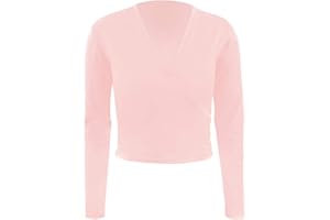 EASTBUDDY Ballet Wrap Top Dance Cotton Long Sleeve Self Tie Cardigan for Girls