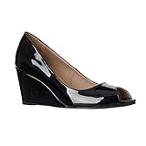 Riverberry Women's Addie Mid-Height Peep Toe Wedge Pumps