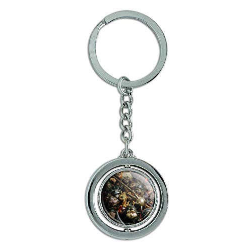 Goblin Army from The Labyrinth Spinning Round Chrome Plated Metal Keychain Key Chain Ring