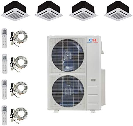 Quad 4 Zone Ductless Mini Split Ceiling Cassette Air Conditioner Heat Pump 9000 9000 18000 24000