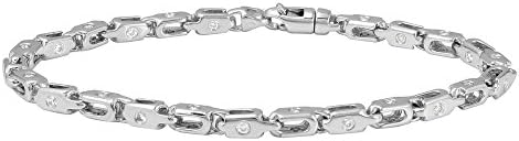 1.41CTW Gents Round Cut Diamond Flush Set Straight Bracelet in 14K White Gold