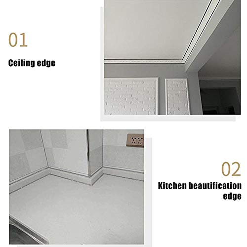 Womdee Self-Adhesive Ceramics Tile Mildewproof Edges Tape, Caulk and Trim Strips, Decorative Corner Side Edges Strip Cover Gaps Around Walls, Ceilings, Baseboards, Backsplash, Toilets Etc.