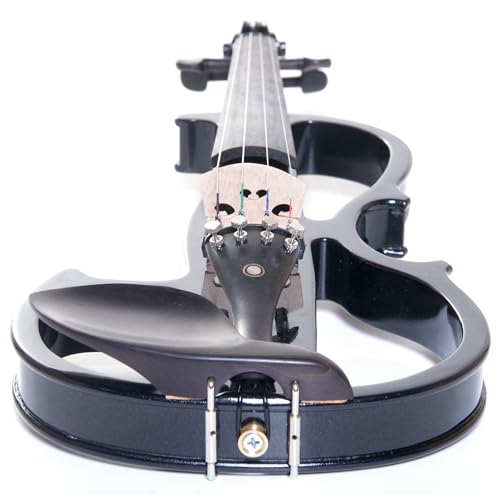 Cecilio Silent Electric Solid Wood Violin Kit with Ebony Fittings, Full Size 4/4 Electric Violin for Beginner and Professional Musicians, Black Metallic