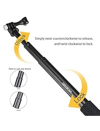 Vicdozia 19 '' Empuñadura impermeable Empuñadura ajustable Extensión Selfie Stick Monopie de mano Compatible con GoPro Hero (2018) Hero 7 6 5 4 3+ 3 2 1, AKASO, SJCAM SJ4000 Xiaomi Yi Más cámaras de acción (Azul)