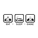 BooDecal 36 Inches x 13 Inches Eat Sleep Game Wall Decal Gaming Wall Stickers Joystick Playing Wall Decals Vinyl Decoration Wall Mural