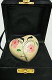 Funeral Urn - Heart Keepsake Cremation Urn - Hand Made in Brass and Hand Enameled - Fits a Small Amount of Cremated Remains of Adults as Well as the ashes of dogs, cats or other pets - (Fleur Model)