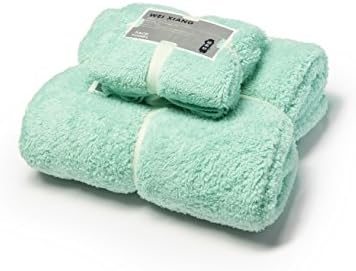 Premium 2 Piece Towel Set,1 Bath Towel and 1 Hand Towel - Coral Fleece - Star Hotel Quality, Super Soft and Highly Absorbent Towels- Multipurpose Use for Bath, Hand, Face (light green)
