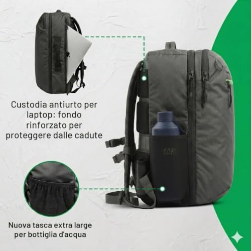 COR Surf The Island Hopper Travel Backpack - Ergonomic Cabin Approved Carry Backpack, Water Resistant Zippers, Secret Pockets, Laptop Compartment, Available in 28 or 40 Litres