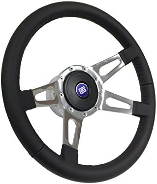 Volante S9 Leather Slotted Quad Spoke Steering Wheel Kit, CS Shelby Emblem, compatible with 1984-2004 Ford Mustang