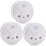 3 Pack Fire Alarms Smoke Detector Battery Operated with Photoelectric Sensor and Silence Button, Travel Portable Smoke Alarms
