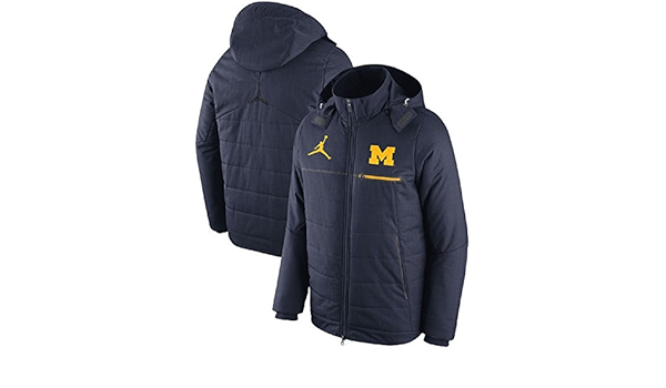 jordan university of michigan football navy sideline flash heavyweight jacket