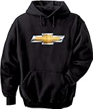 Chevrolet Bowtie Chevy Hooded Sweatshirt, Black, X-Large, Online Clothing Store