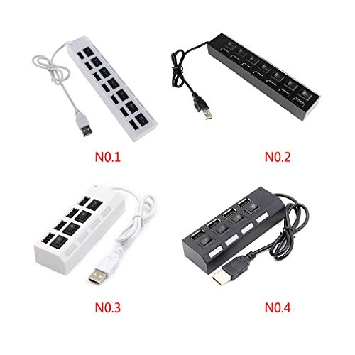 KOROWA 4 Port/7 Port USB Hub Multi USB Splitter with on/Off Switch Plug Power Adapter for PC Notebook Laptop