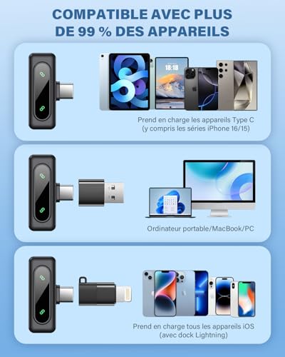 Newmight Wireless Microphone Tie - Plug & Play Compatible with iPhone/Android/PC | Magnetic Mount,Noise Reduction,30M Range,Microphone Telephone for Youtube Podcast Vlog