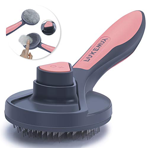 SIWA MARY Dog Brush & Cat Brush Pet Grooming Comb Slicker Self Cleaning Brush Removing Shedding Tool for Long Hair & Short Hair Dogs and Cats (Sakura Pollen)