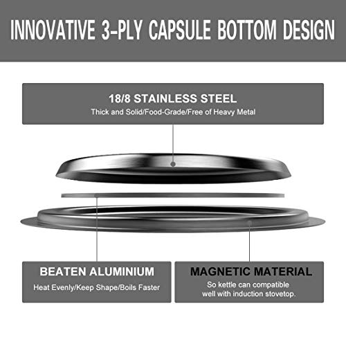 image for KARRISM Tea Kettle Stovetop Whistling 304 Stainless Steel Premium Stur
