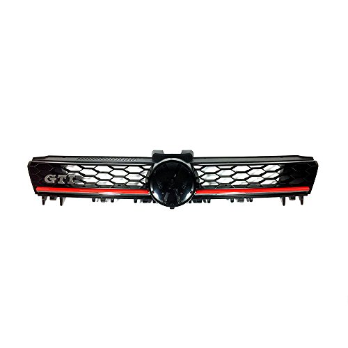 Mgpro 1pc Front Bumper ABS Mesh Grille w/Red Stripe+Emblem For 14-17 VW Volkswagen Golf/GTI MK7