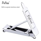 Folding Fingernail Clippers Trimmers with Built-in Nail File & Cleaner and Small Loop to Carry with Keyring Handy Foldable Ultrathin