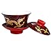 Moyishi Chinese Porcelain Gaiwan Floral Dragon Tradition Sancai Tea Cup Tea Set Best Gift (Dark Red Dragon)