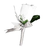 Boutonniere-white Rosebud with Silver and Gray Accents.pin Included